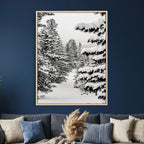 Winter Pine Forest Wall Art Canvas Print, Minimal Winter Landscape