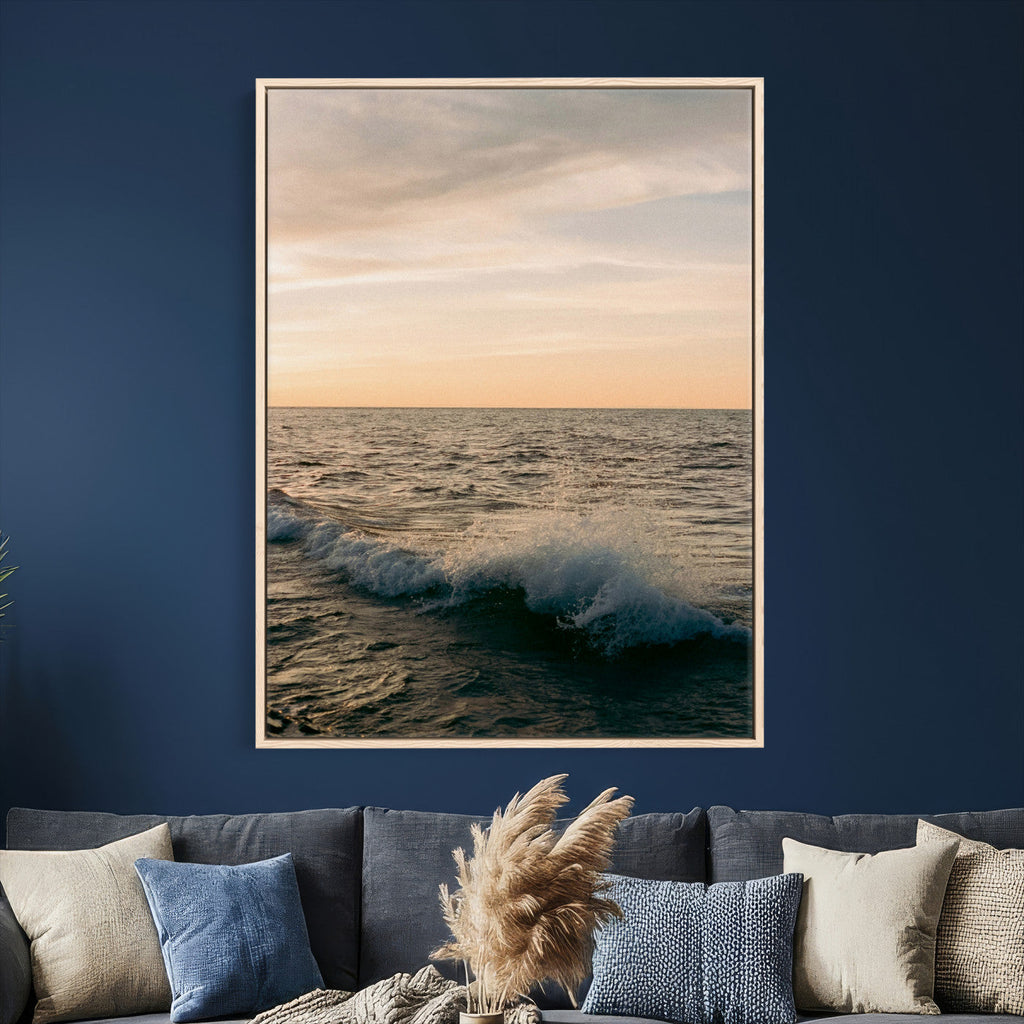 Ocean Wave Wall Art Canvas Print, Calm Coastal Nature Decor