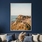Rocky Coastline Wall Art Canvas Print, Minimal Coastal Landscape