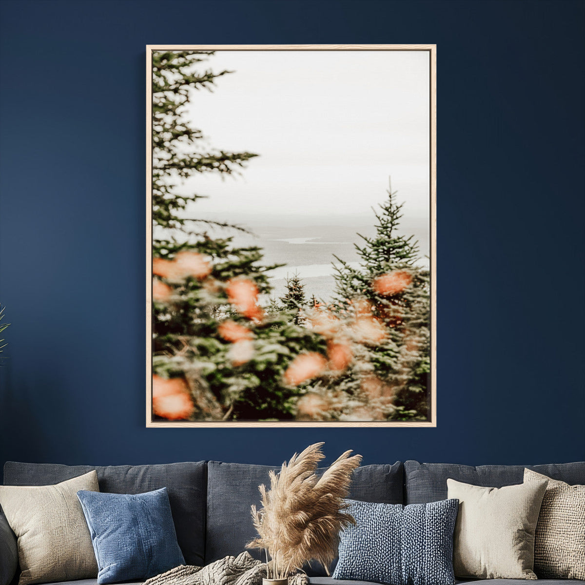 Fall Forest Wall Art Canvas Print | Soft Evergreen Woodland