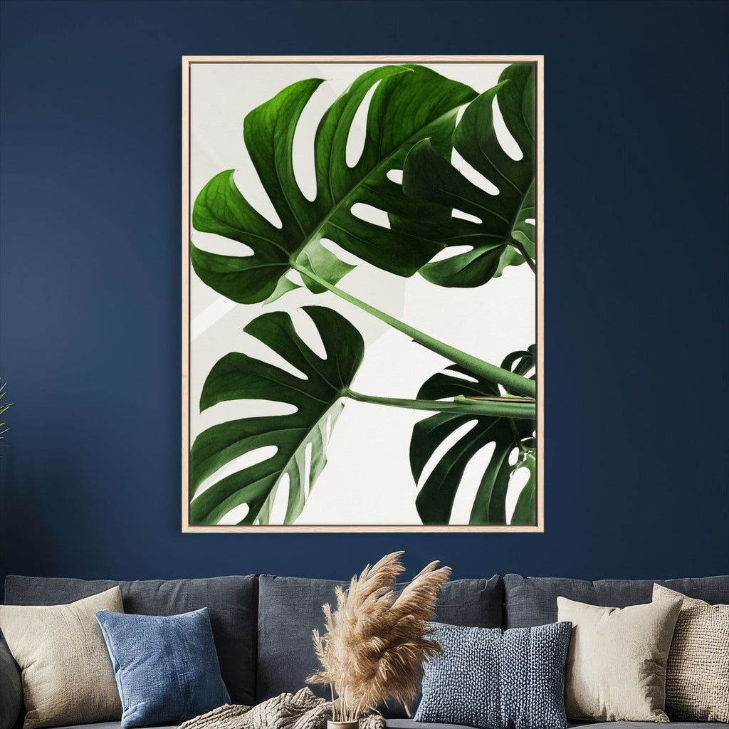 Abstract Teal Blue Wall Art Canvas Print, Modern Abstract Color Block