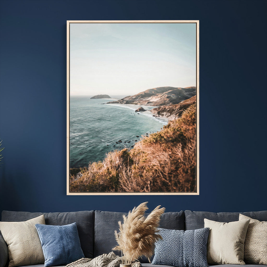 Coastal Cliffs Canvas Wall Art, Ocean Shoreline Photography