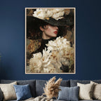 Glamour Woman Portrait Canvas Wall Art, Elegant Pastel Women Portrait