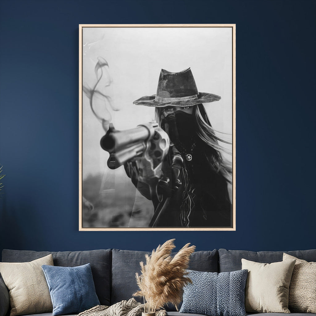 Vintage Cowboy Wall Art Canvas Print - Western Gunslinger Revolver