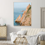 Cliff Divers Wall Art Canvas Print | Oceanfront Cliffs and Waves
