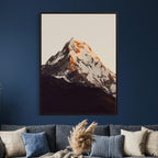 Golden Peak Mountain Wall Art Canvas Print, Minimal Alpine Landscape