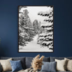 Winter Pine Forest Wall Art Canvas Print, Minimal Winter Landscape