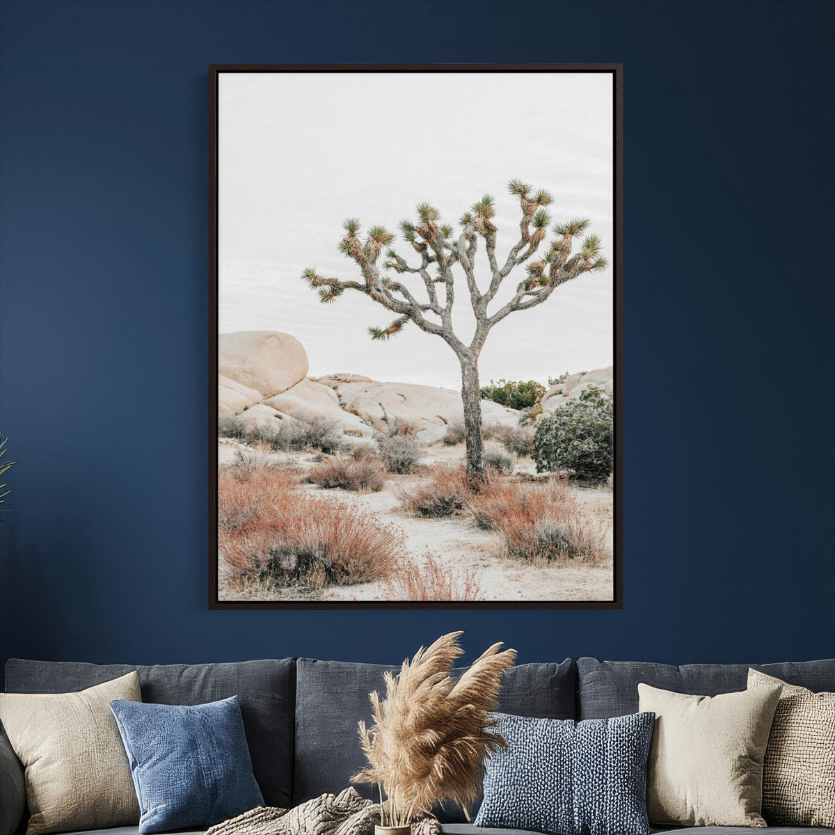 Joshua Tree Desert Wall Art Canvas Print, Minimal Southwest Landscape