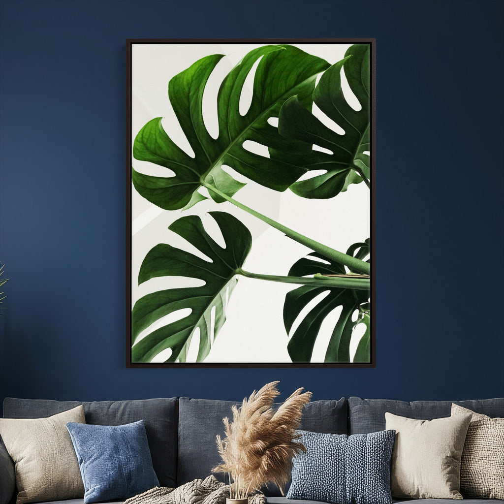Abstract Teal Blue Wall Art Canvas Print, Modern Abstract Color Block