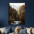Autumn Forest Mountain Wall Art Canvas Print, Nature Landscape