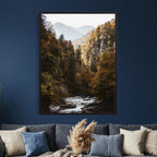 Autumn Forest Mountain Wall Art Canvas Print, Nature Landscape