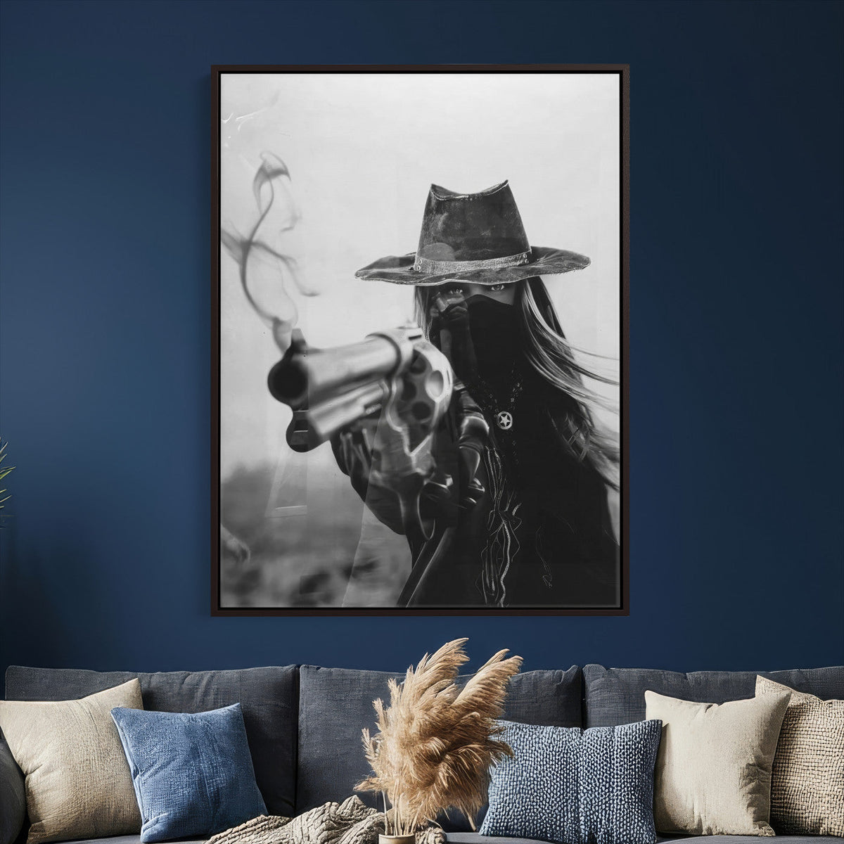 Vintage Cowboy Wall Art Canvas Print - Western Gunslinger Revolver