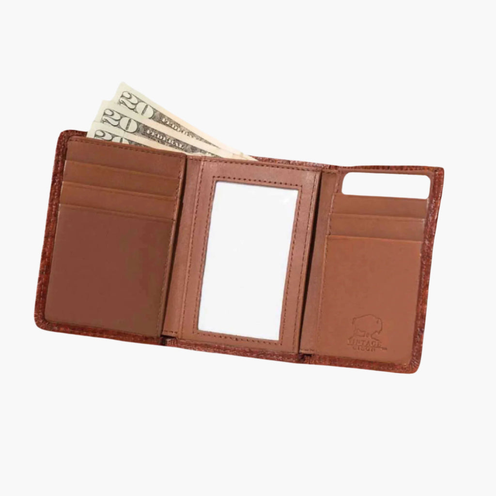 Bison Tri-Fold Brown Wallet