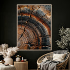 Abstract Tree Rings Wall Art Canvas Print, Wood Grain Rings Artwork