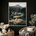 Desert Wall Art Canvas Print, Volcanic Landscape with Soft Wildflowers