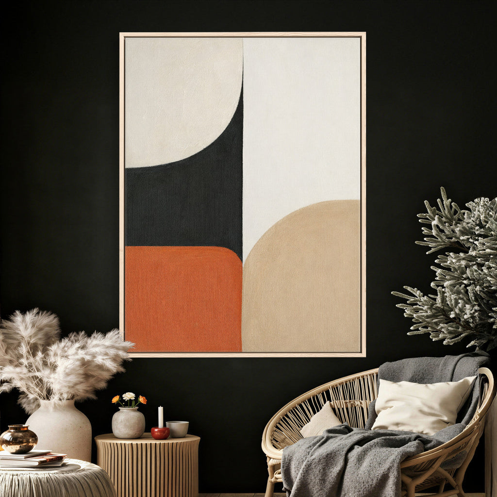 Geometric Abstract Wall Art Canvas Print, Orange Blue