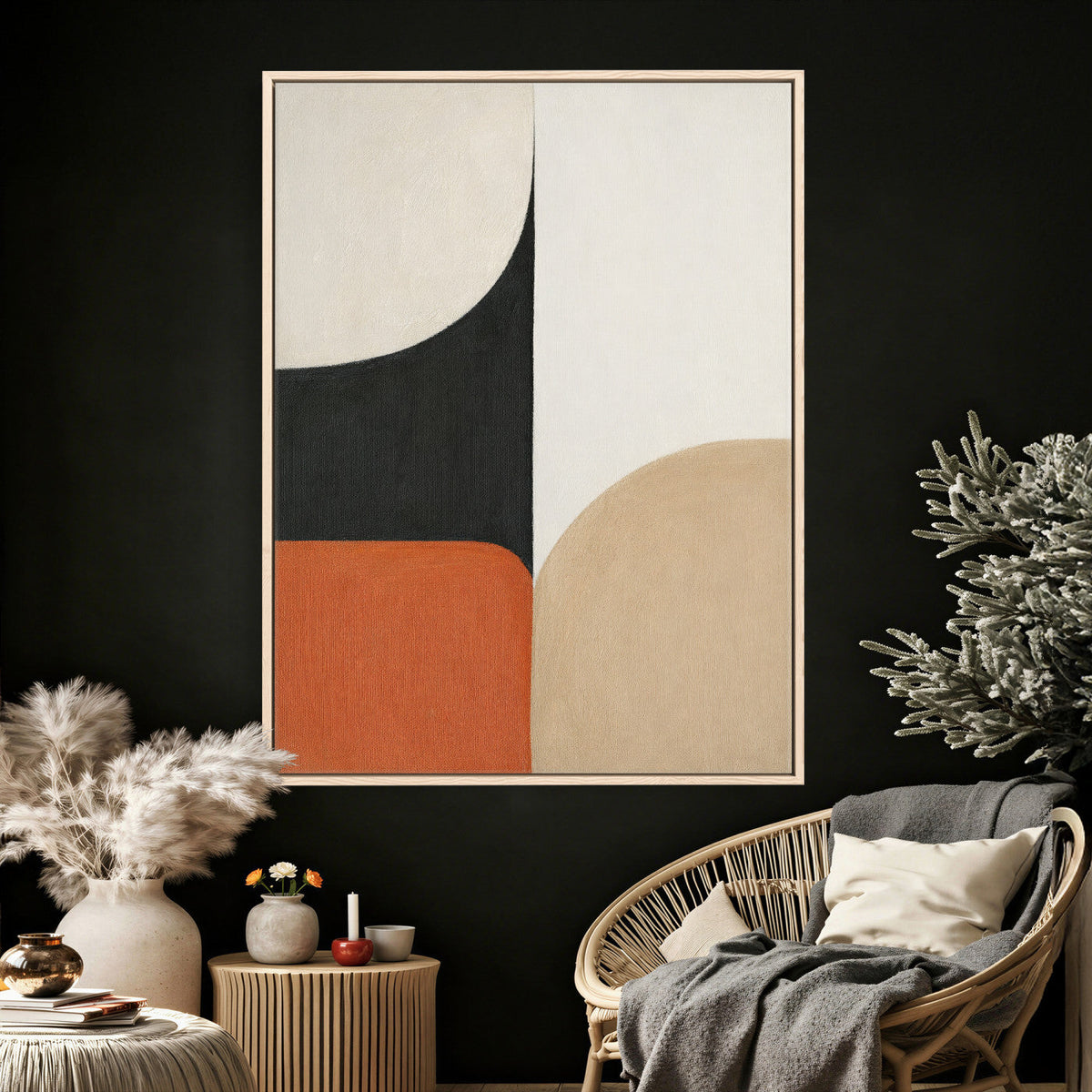 Geometric Abstract Wall Art Canvas Print, Orange Blue