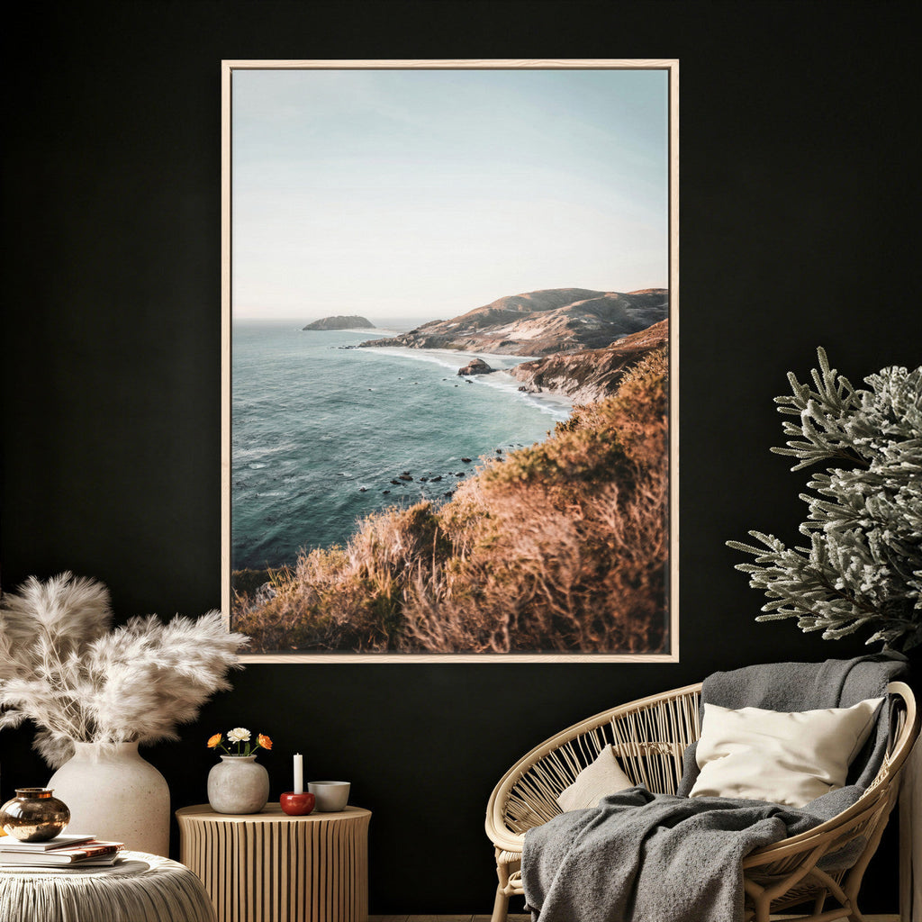 Coastal Cliffs Canvas Wall Art, Ocean Shoreline Photography