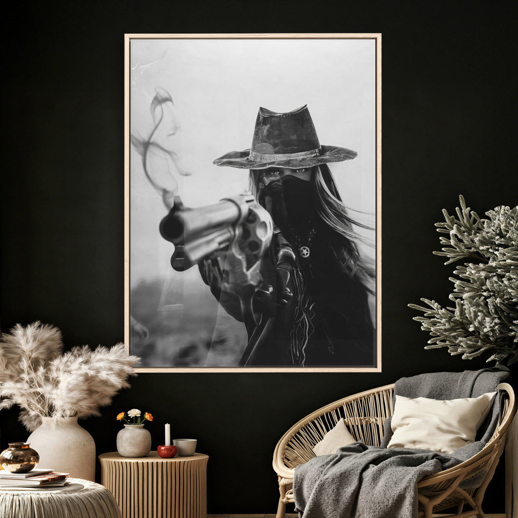 Vintage Cowboy Wall Art Canvas Print - Western Gunslinger Revolver