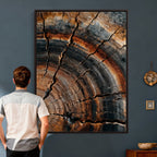 Abstract Tree Rings Wall Art Canvas Print, Wood Grain Rings Artwork