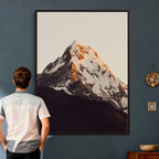 Golden Peak Mountain Wall Art Canvas Print, Minimal Alpine Landscape