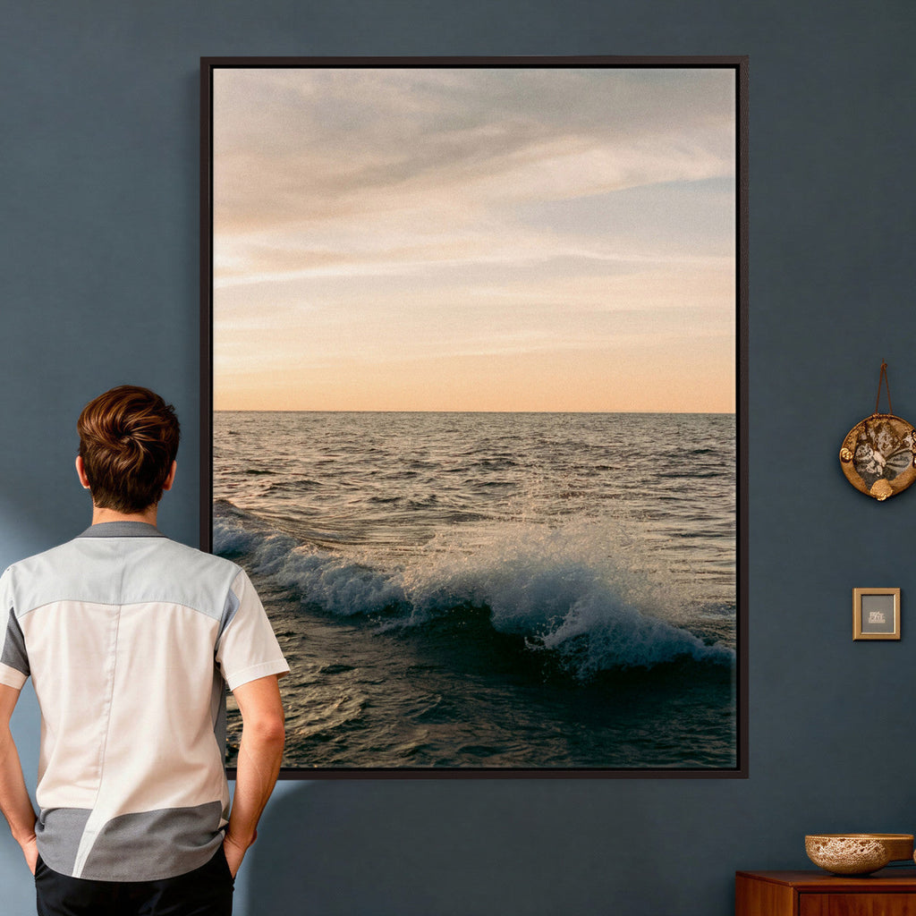 Ocean Wave Wall Art Canvas Print, Calm Coastal Nature Decor