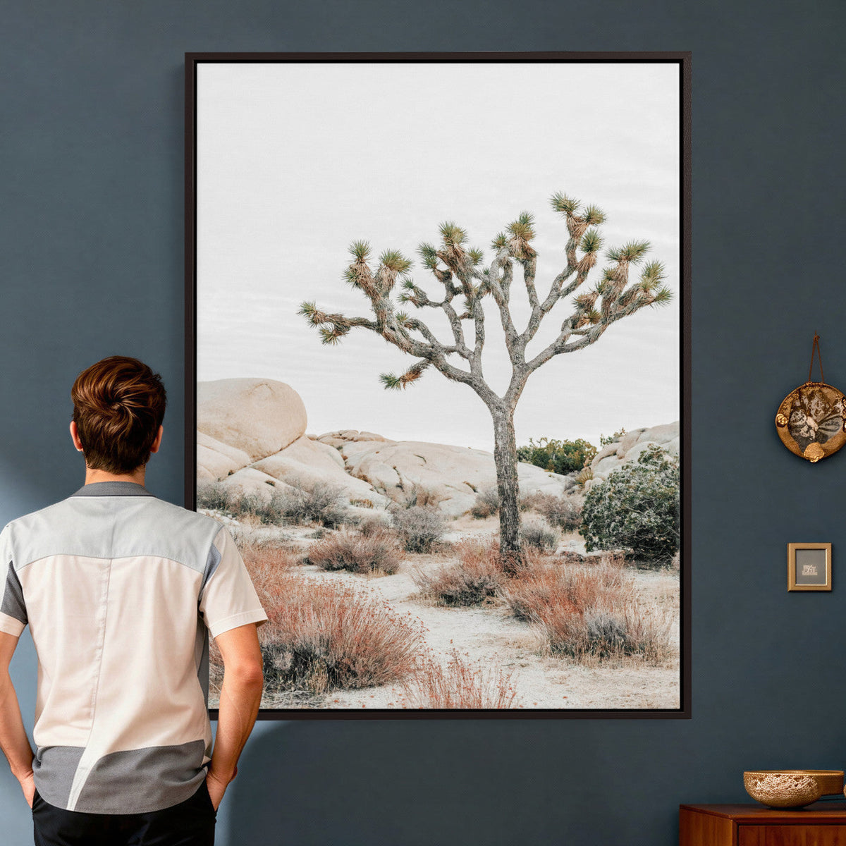 Joshua Tree Desert Wall Art Canvas Print, Minimal Southwest Landscape