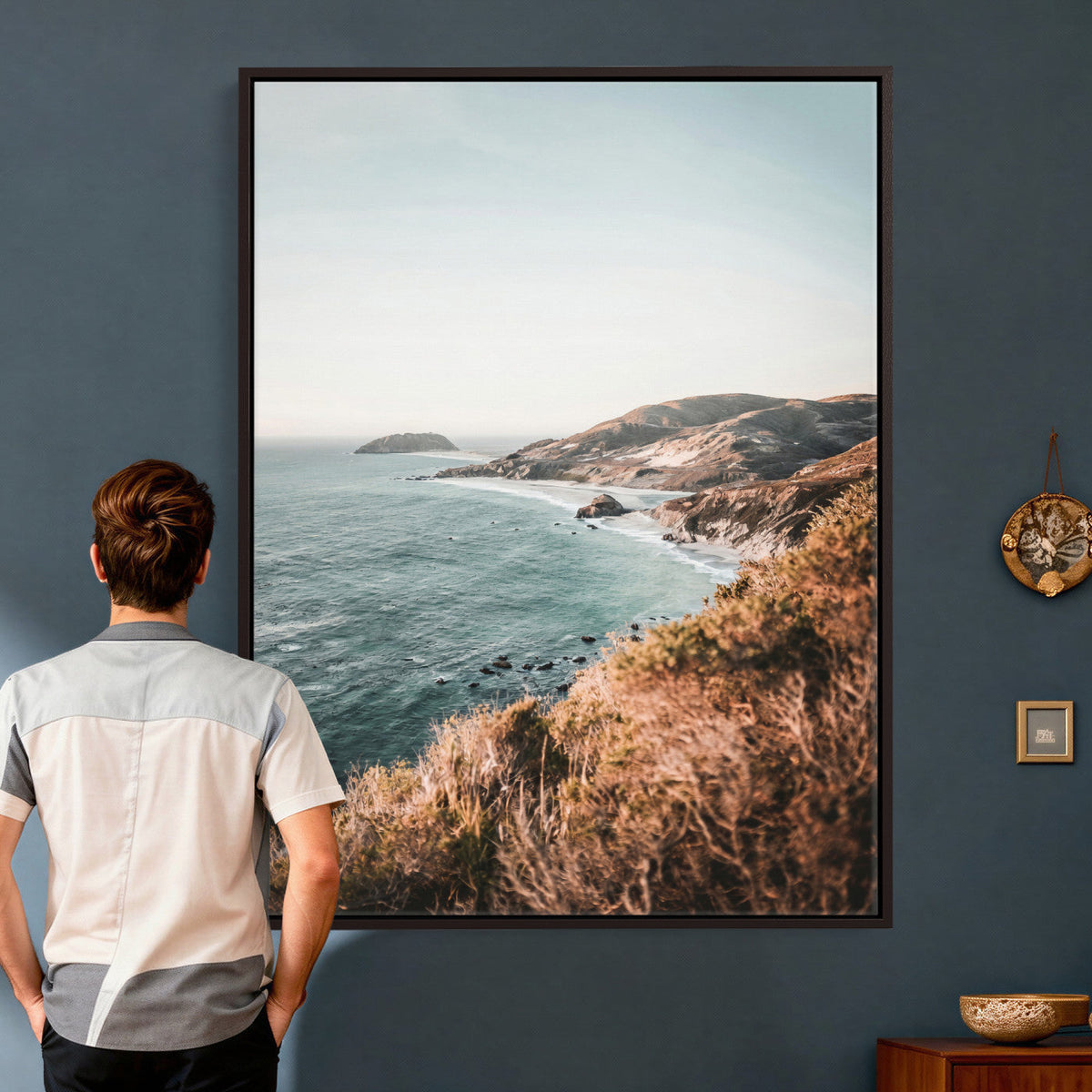 Coastal Cliffs Canvas Wall Art, Ocean Shoreline Photography