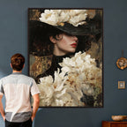 Glamour Woman Portrait Canvas Wall Art, Elegant Pastel Women Portrait