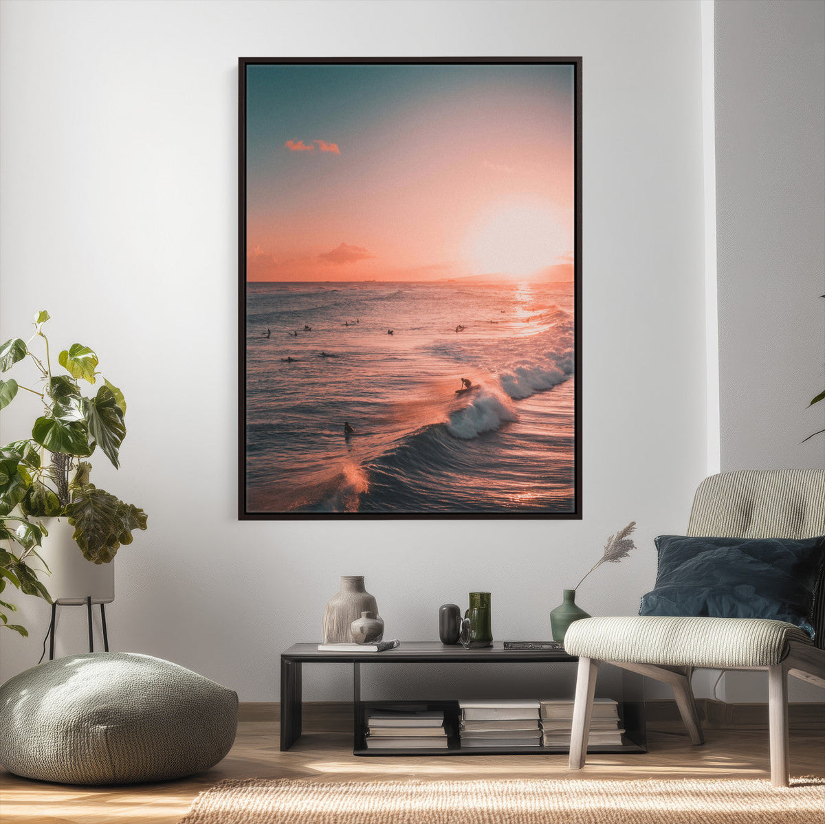 Sunset Ocean Wall Art Canvas Print