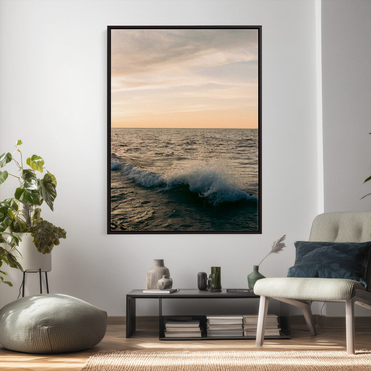 Ocean Wave Wall Art Canvas Print, Calm Coastal Nature Decor