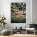 Flamingo Wall Art Canvas Print, Tropical Wildlife Scene