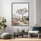 Joshua Tree Desert Wall Art Canvas Print, Minimal Southwest Landscape