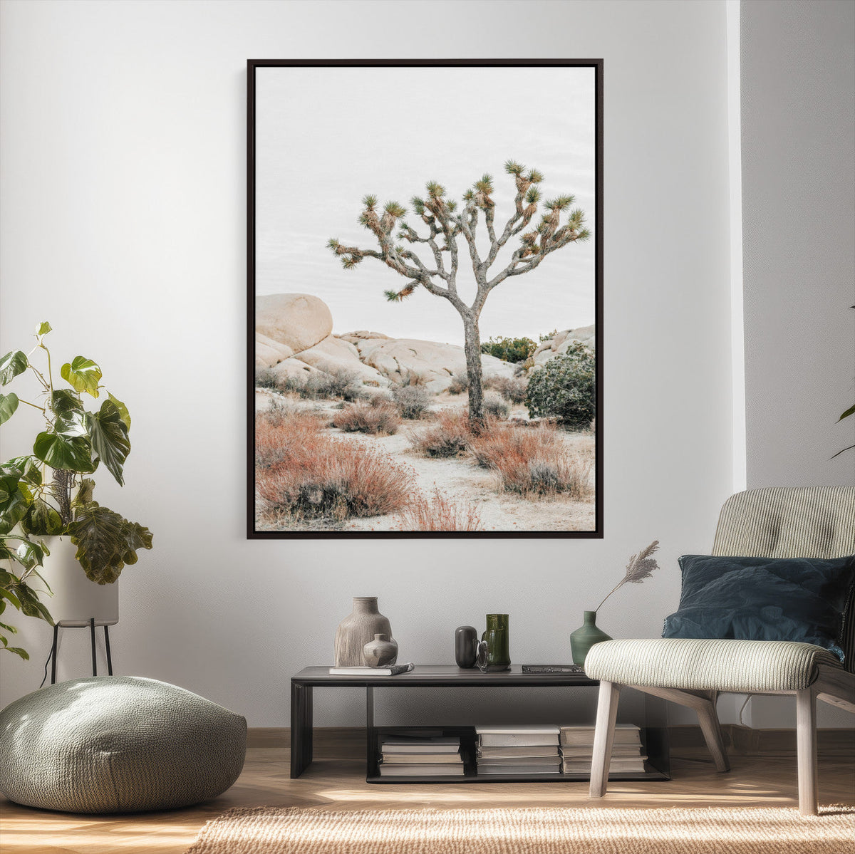 Joshua Tree Desert Wall Art Canvas Print, Minimal Southwest Landscape