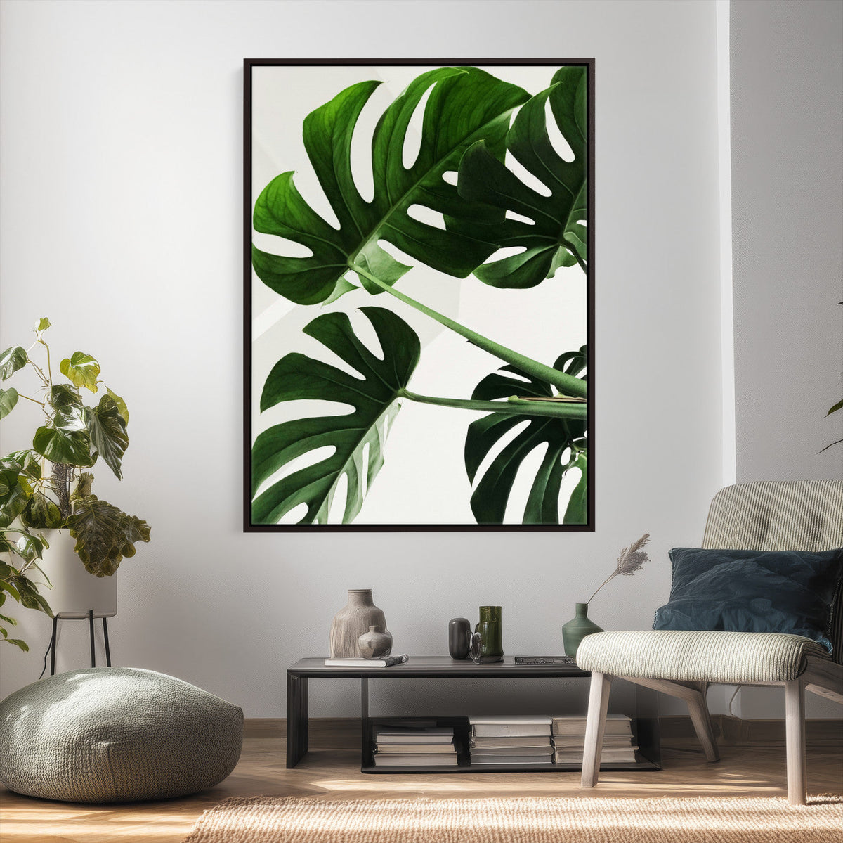 Abstract Teal Blue Wall Art Canvas Print, Modern Abstract Color Block