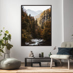 Autumn Forest Mountain Wall Art Canvas Print, Nature Landscape