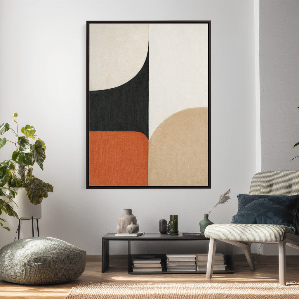 Geometric Abstract Wall Art Canvas Print, Orange Blue