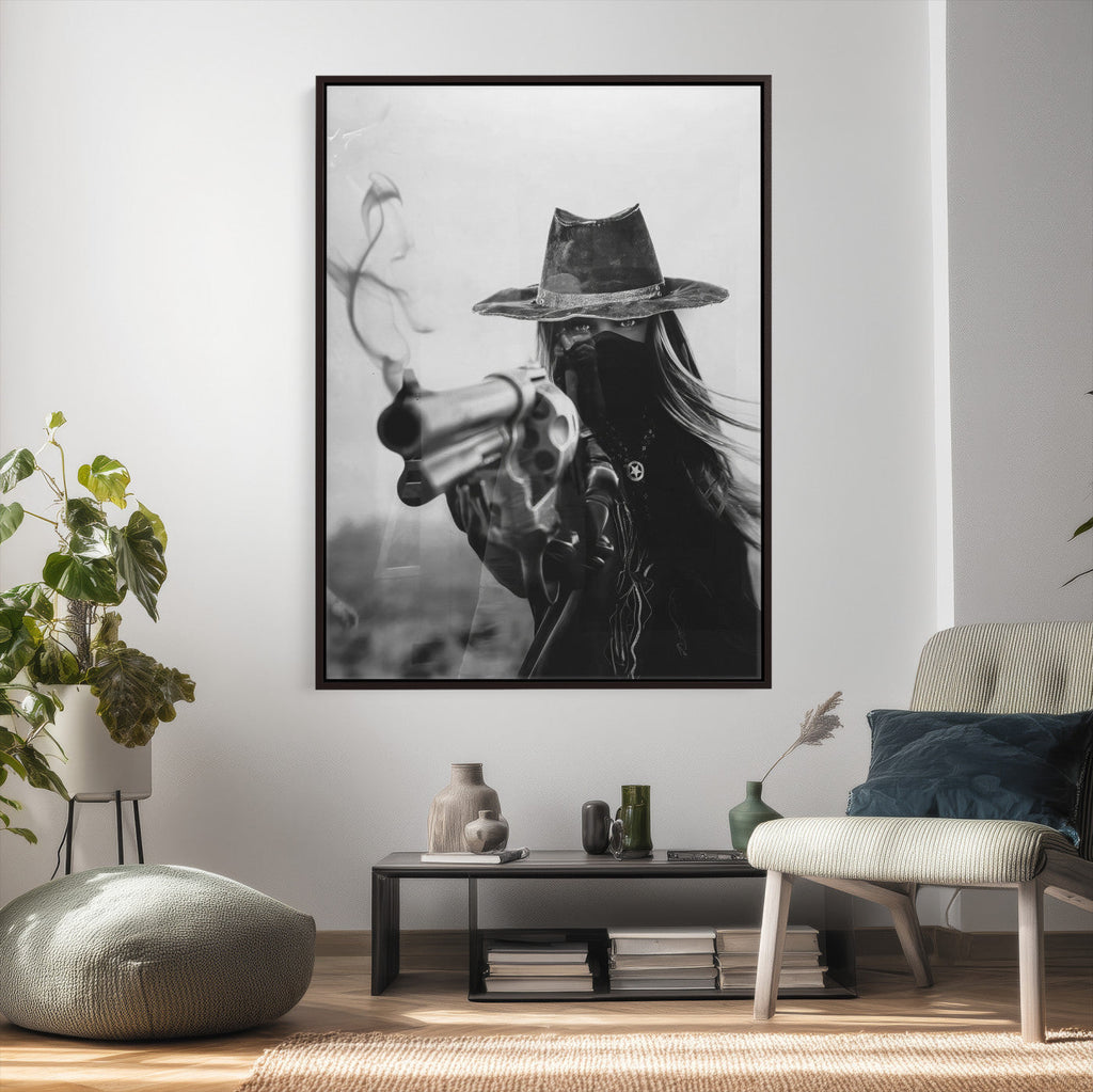 Vintage Cowboy Wall Art Canvas Print - Western Gunslinger Revolver
