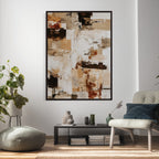 Blue Teal Abstract Canvas Wall Art, Modern Brushstroke Style Painting Print, Navy Orange Contemporary Decor