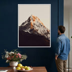 Golden Peak Mountain Wall Art Canvas Print, Minimal Alpine Landscape