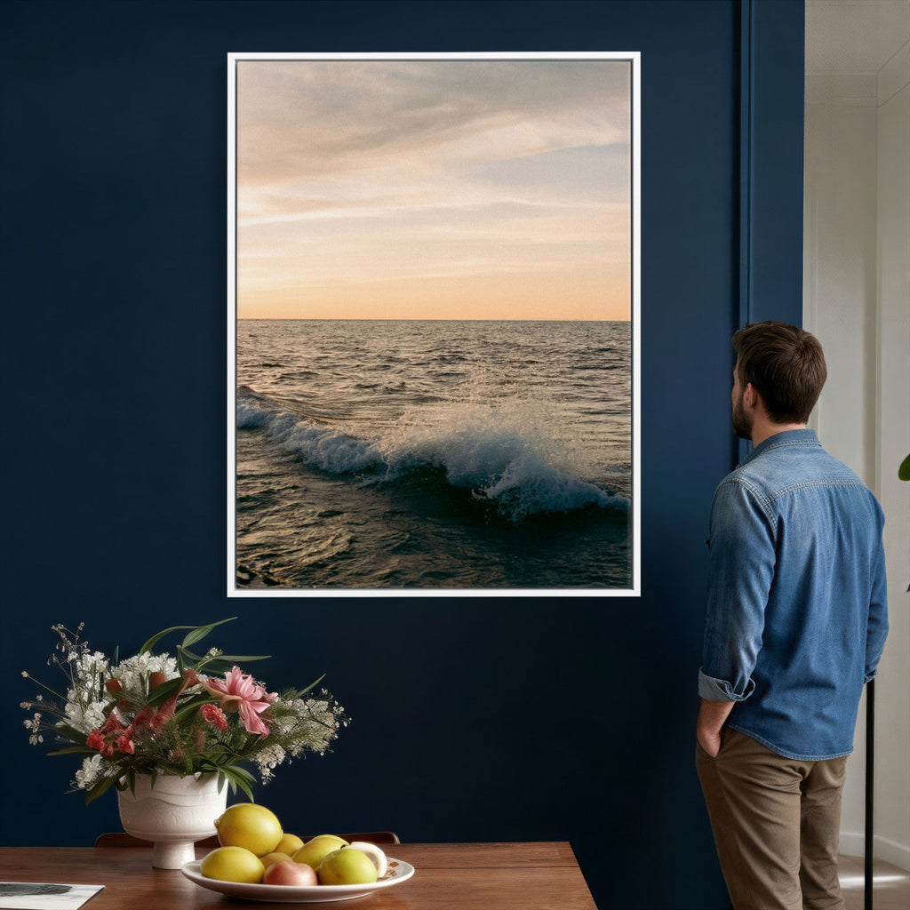 Ocean Wave Wall Art Canvas Print, Calm Coastal Nature Decor