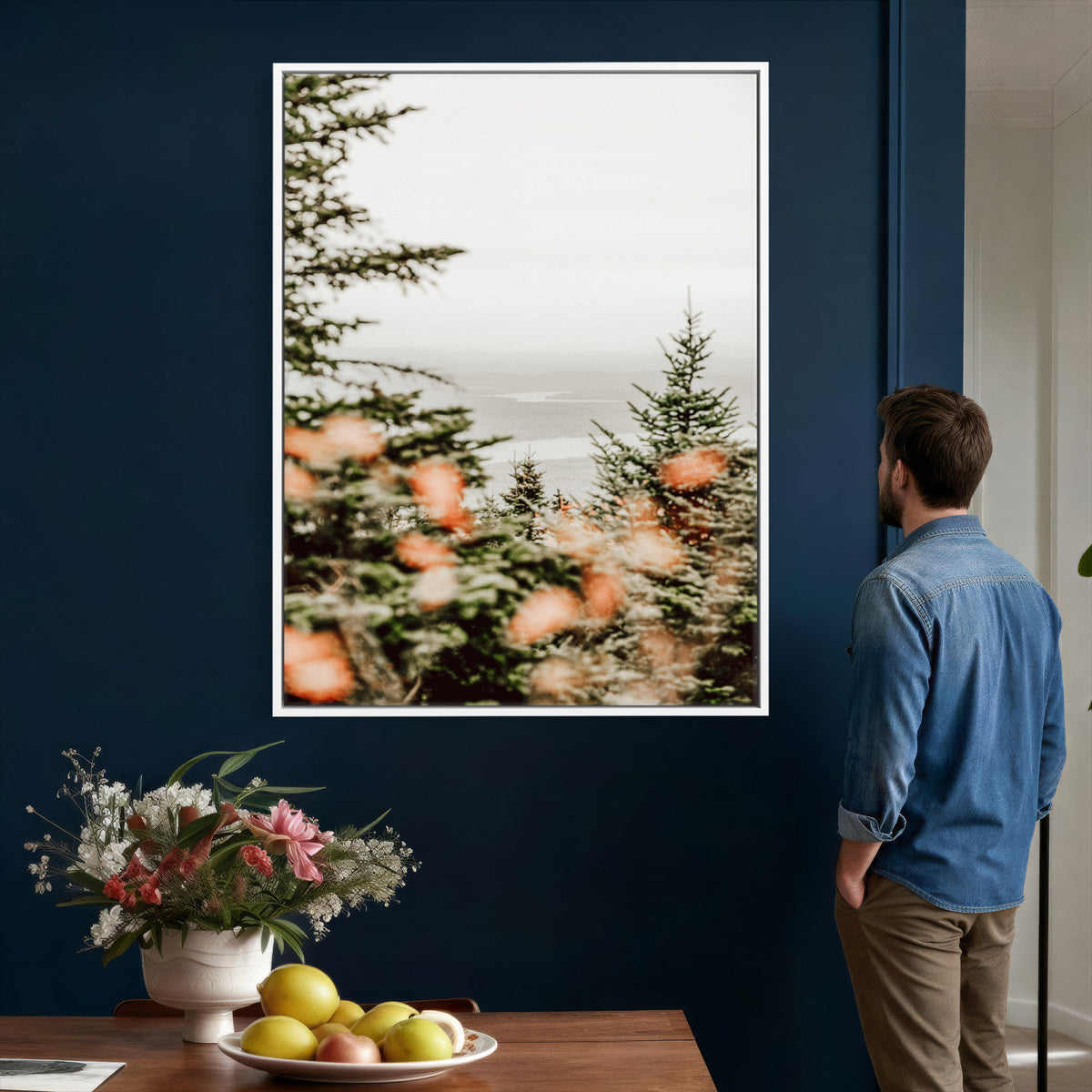 Fall Forest Wall Art Canvas Print | Soft Evergreen Woodland