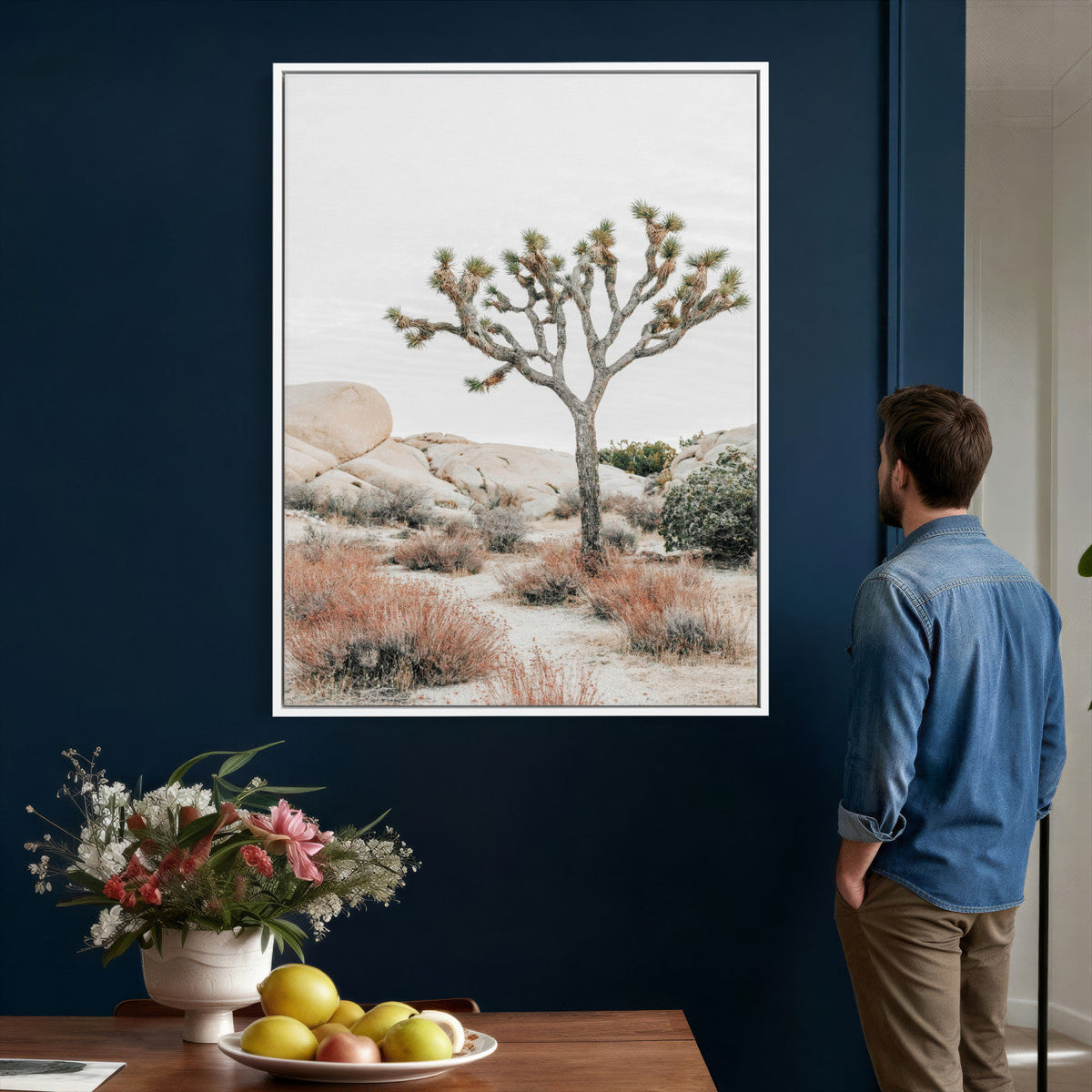Joshua Tree Desert Wall Art Canvas Print, Minimal Southwest Landscape