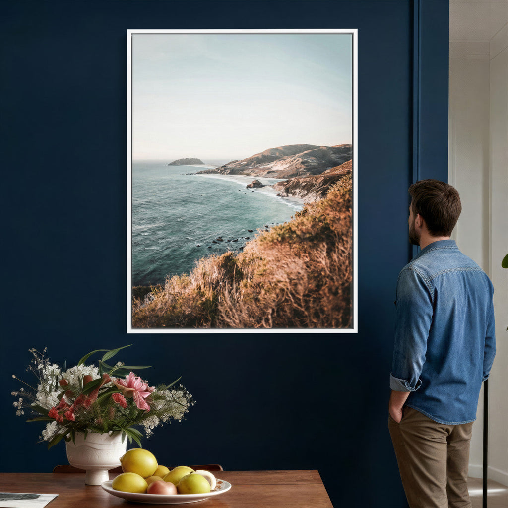 Coastal Cliffs Canvas Wall Art, Ocean Shoreline Photography