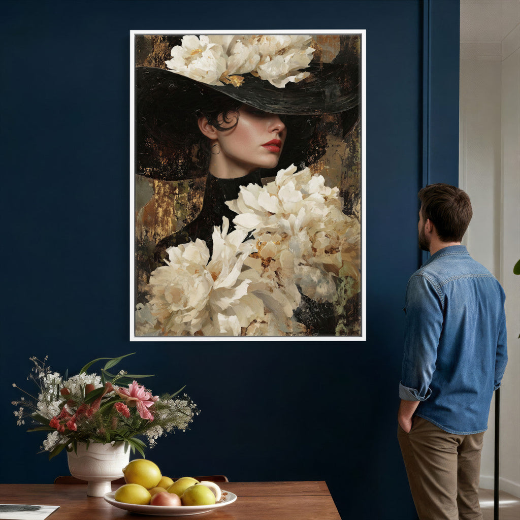 Glamour Woman Portrait Canvas Wall Art, Elegant Pastel Women Portrait