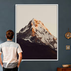 Golden Peak Mountain Wall Art Canvas Print, Minimal Alpine Landscape