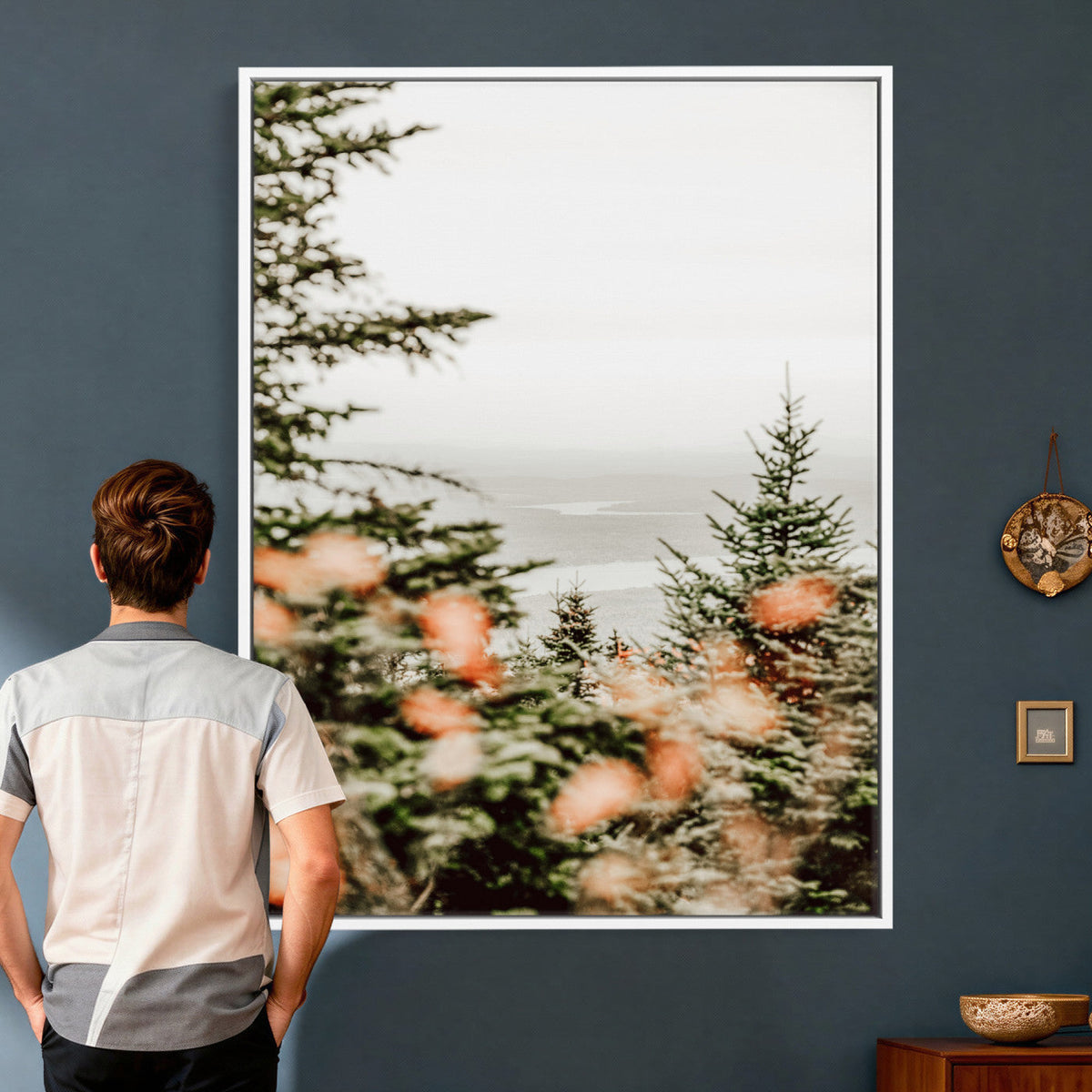 Fall Forest Wall Art Canvas Print | Soft Evergreen Woodland