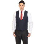 Men's Navy Double Breasted Vest Set - Cruz Adjustable Wedding Waistcoat with Bow Tie, Necktie & Pocket Square, Sizes 36-54 | Ferrecci