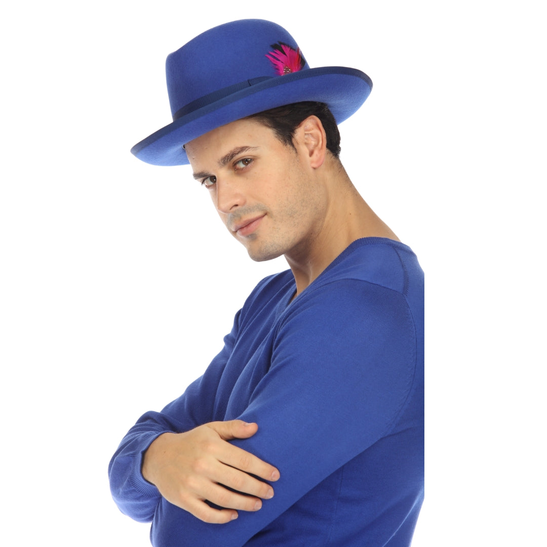 Ferrecci Royal Blue Wool Felt Godfather Hat