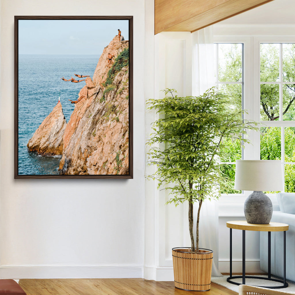 Cliff Divers Wall Art Canvas Print | Oceanfront Cliffs and Waves